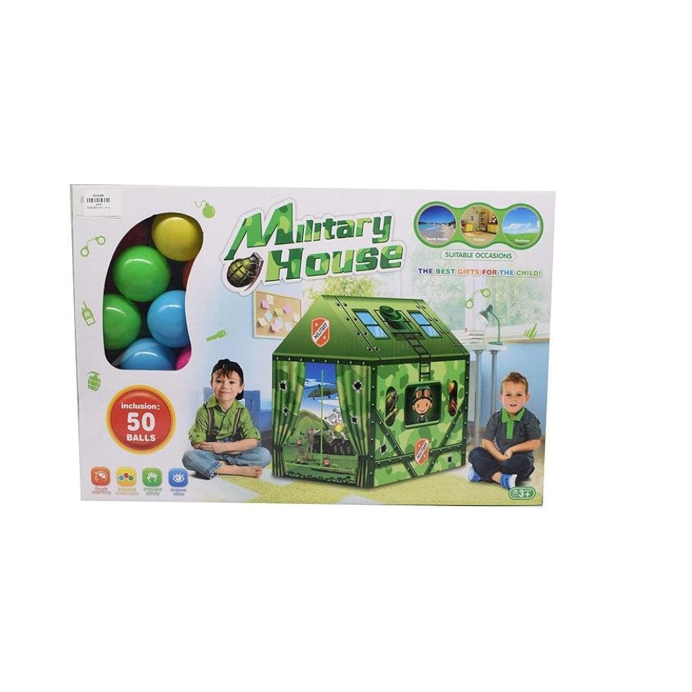 Beit El-Kour tent for children with 50 balls, a multi-colored army camp