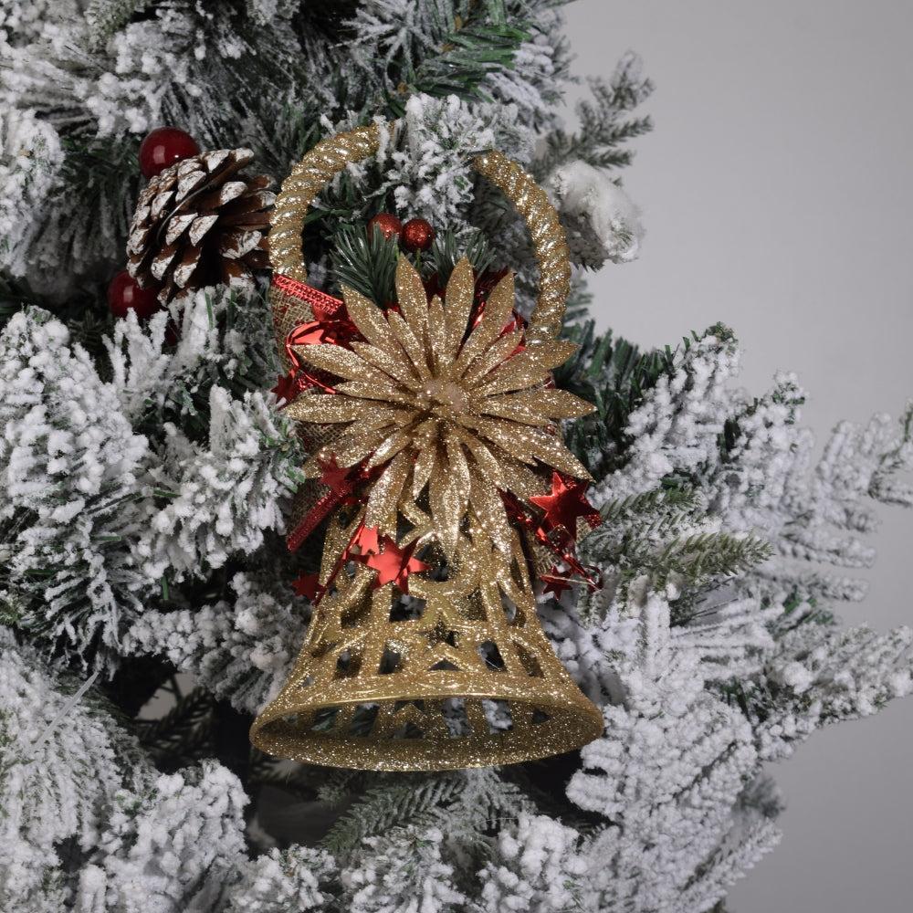 Bell Ornaments Red Bells, Star Garland Decoration Pentagram Wreath Christmas Decoration Hanging for Holiday Rustic Vintage Wreath Door Winter Wedding