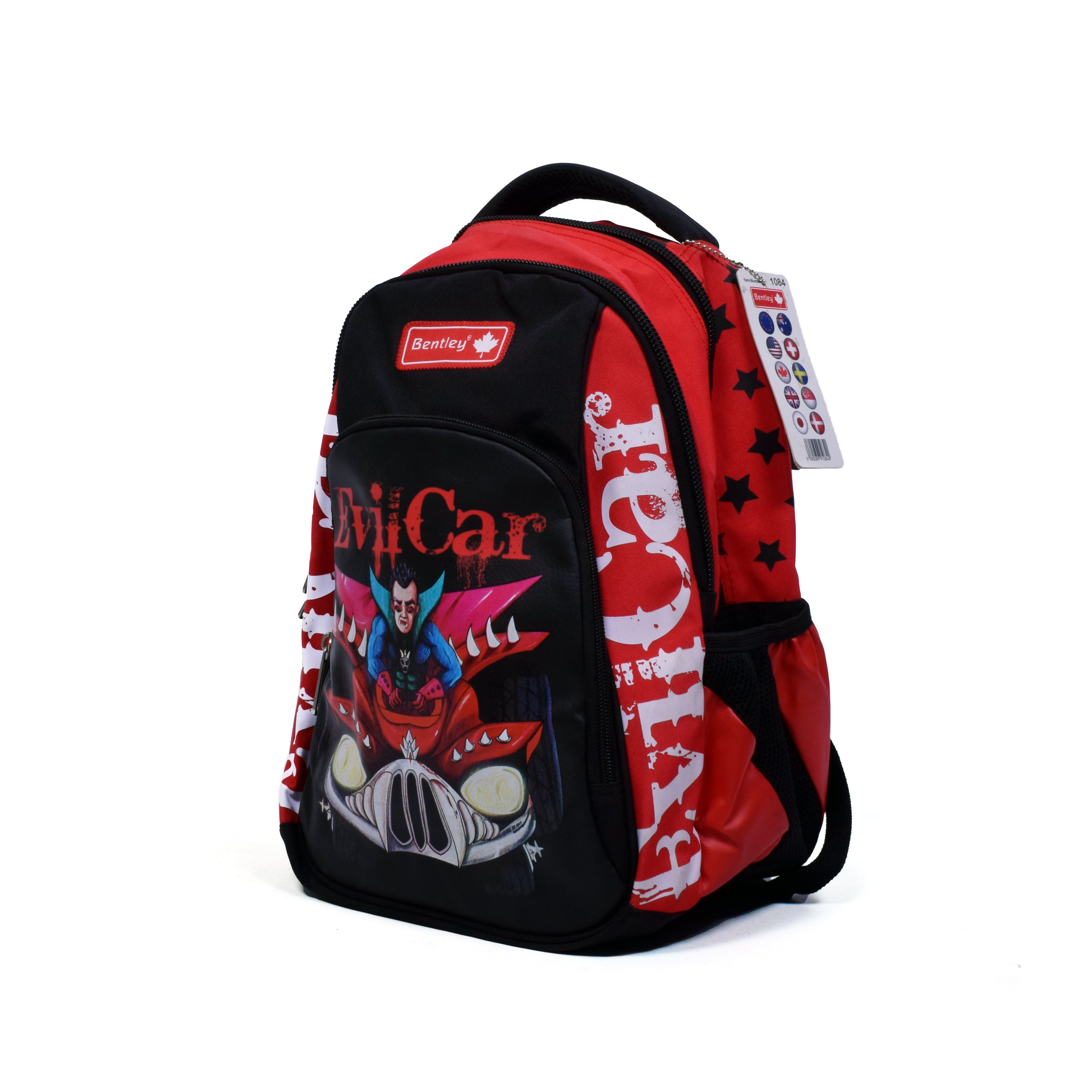 Bentley Evil Car Themed Kids School Backpack – Red & Black