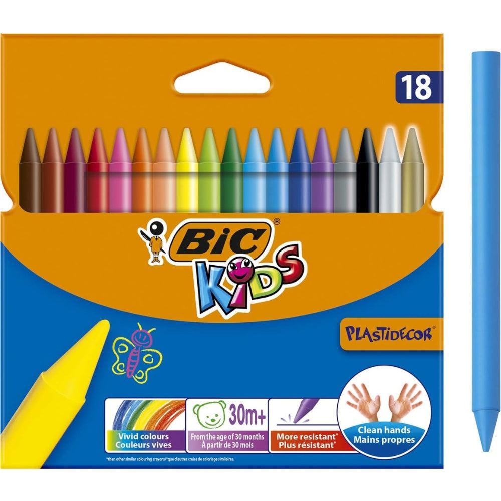 Bic Kids Decor Plastic Crayons - Assorted Colors, 18-Pack Cardboard Case