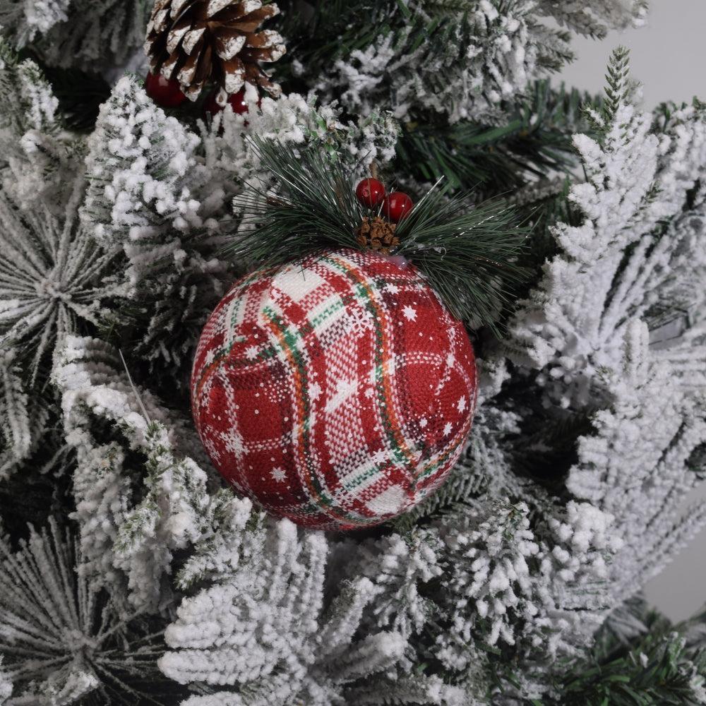 Black and Red Check Christmas Bauble Ornaments for Christmas Tree 3PCS
