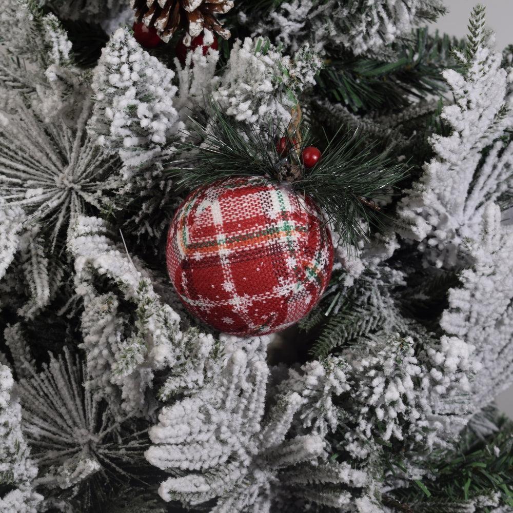 Black and Red Check Christmas Bauble Ornaments for Christmas Tree 4PCS