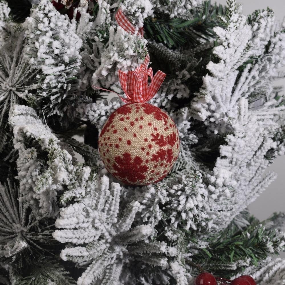 Box of 6 Christmas Polyfoam 75mm Baubles - Nordic Knit 6797, Christmas Decorations