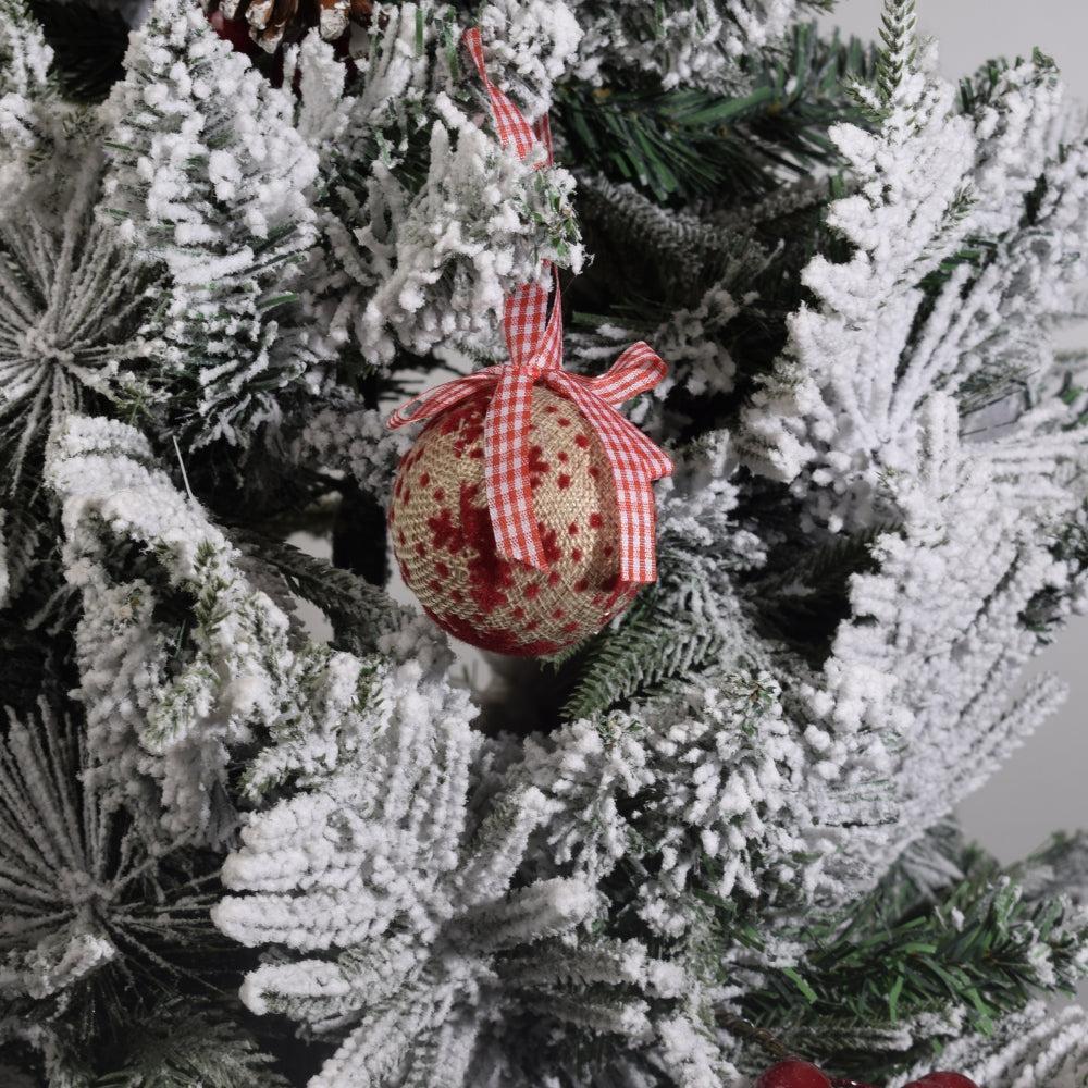 Box of 6 Christmas Polyfoam 75mm Baubles - Nordic Knit 6797, Christmas Decorations