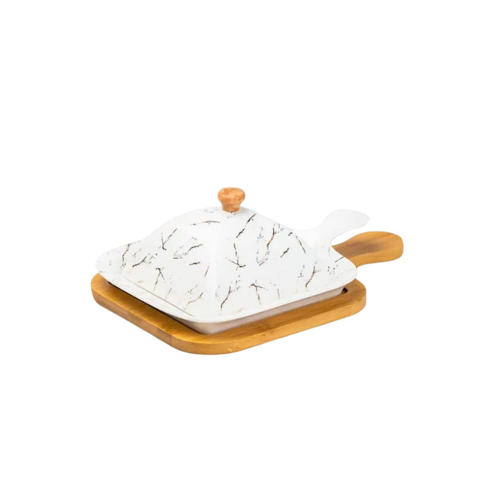 Butter Plate With Bamboo Base