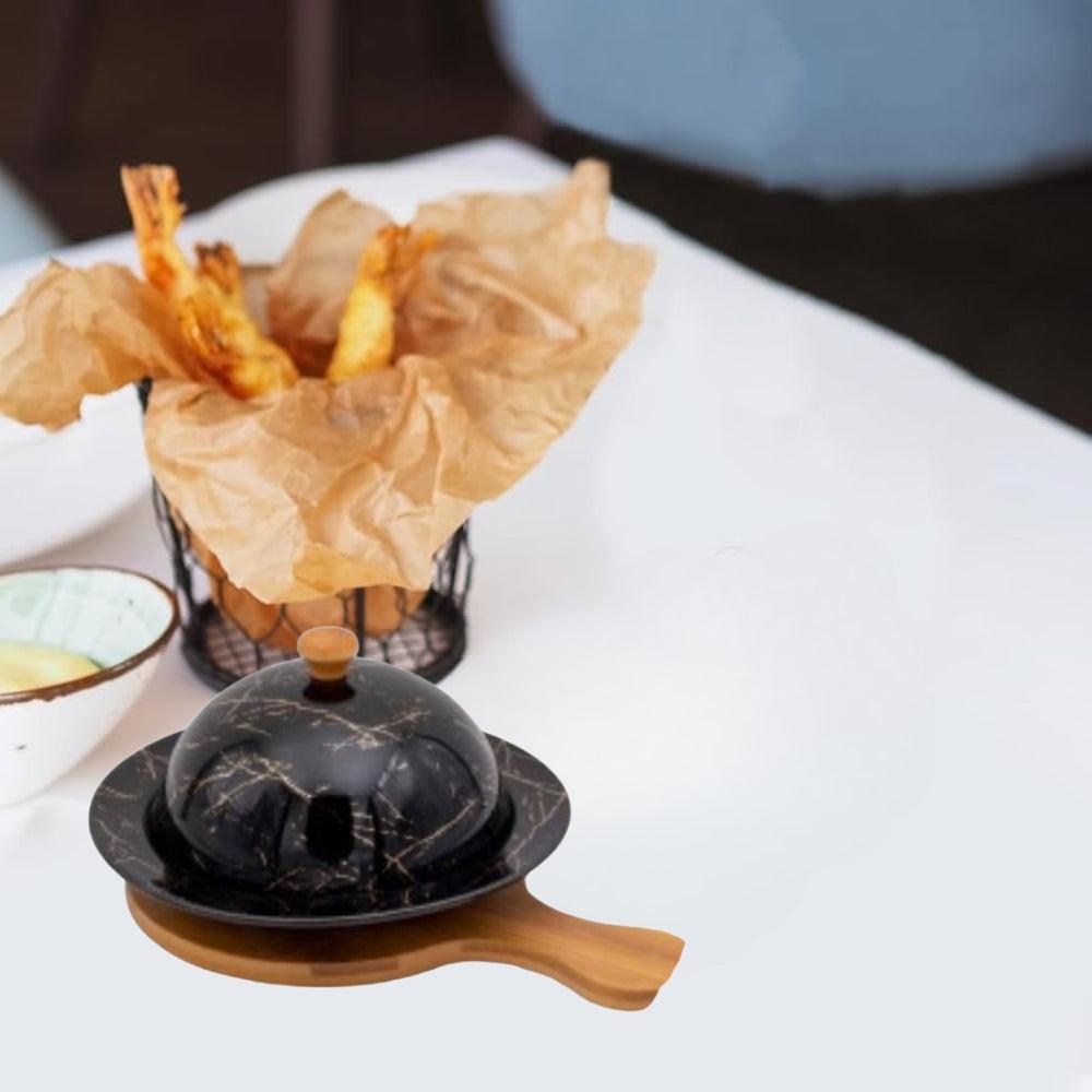 Butter Plate With Bamboo Base