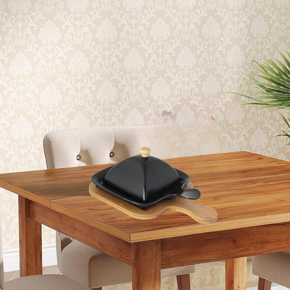 Butter Plate With Bamboo Base