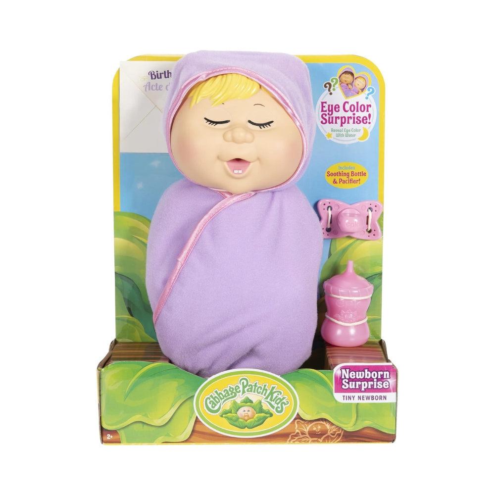 Cabbage Patch Kids Surprise Tiny Newborn Doll - Eye Color Reveal - Blonde Hair – Mini Birth Certificate - Toys For Kids Toddlers And Preschoolers