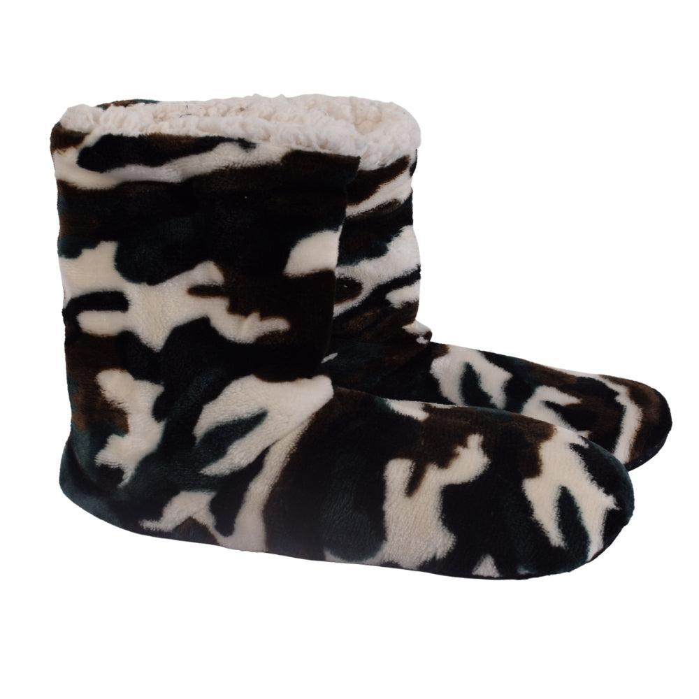 Camouflage Fleece Slipper Boots with Plush Lining
