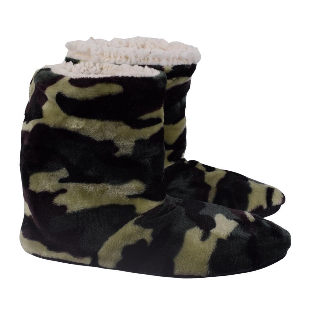 Camouflage Fleece Slipper Boots with Plush Lining