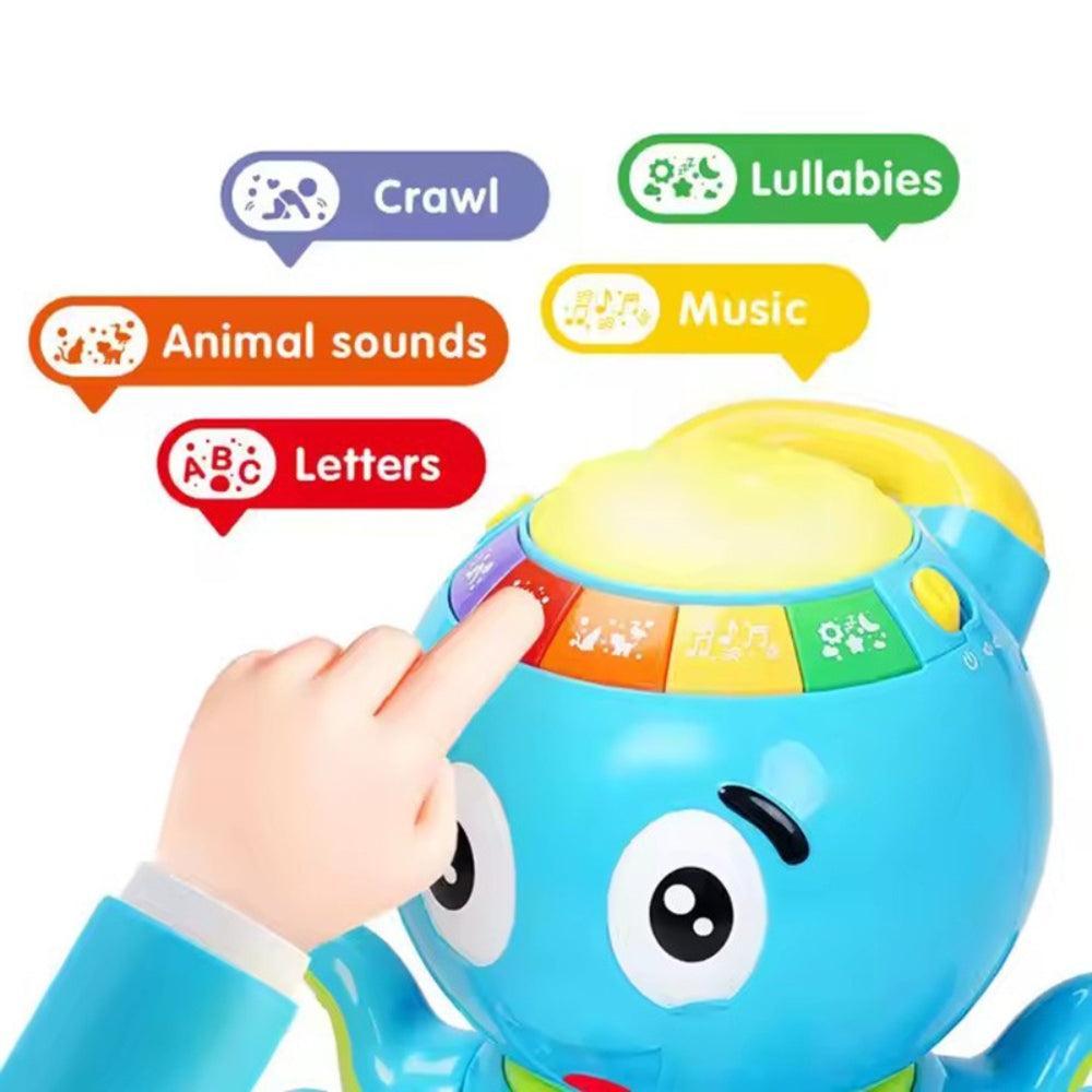 Cartoon Octopus Design Piano Hand Drum Keyboard Musical Instrument Simulated Telephone Flash Hand Drum Toys for Kids Baby