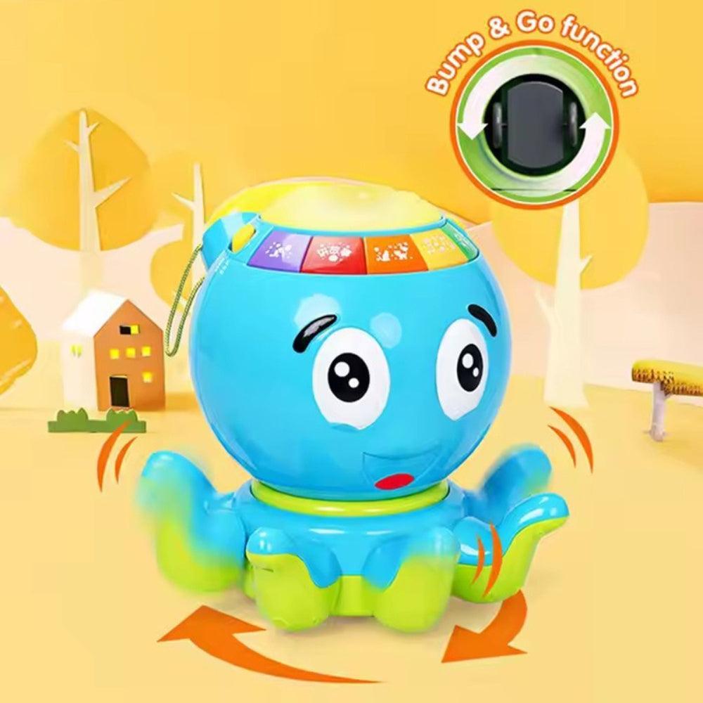 Cartoon Octopus Design Piano Hand Drum Keyboard Musical Instrument Simulated Telephone Flash Hand Drum Toys for Kids Baby