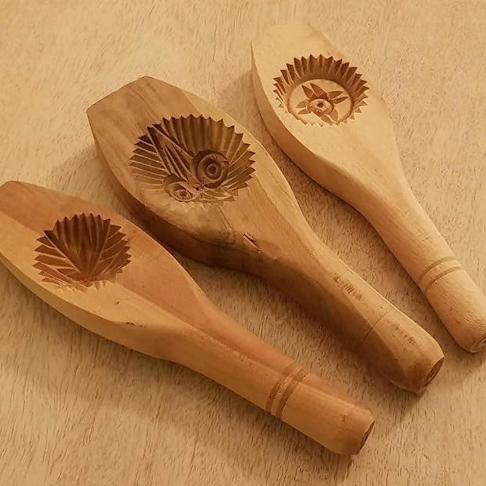 Carved Wooden Round Maamoul Middle Eastern Cookie Mold 2.5 Diameter & 0.5 Depth