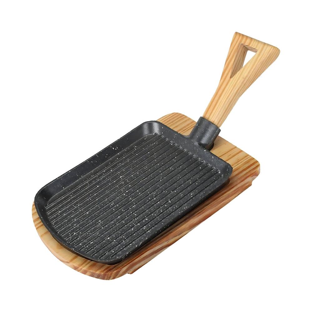 Cast Iron Teppanyaki Grill Pan with Detachable Handle