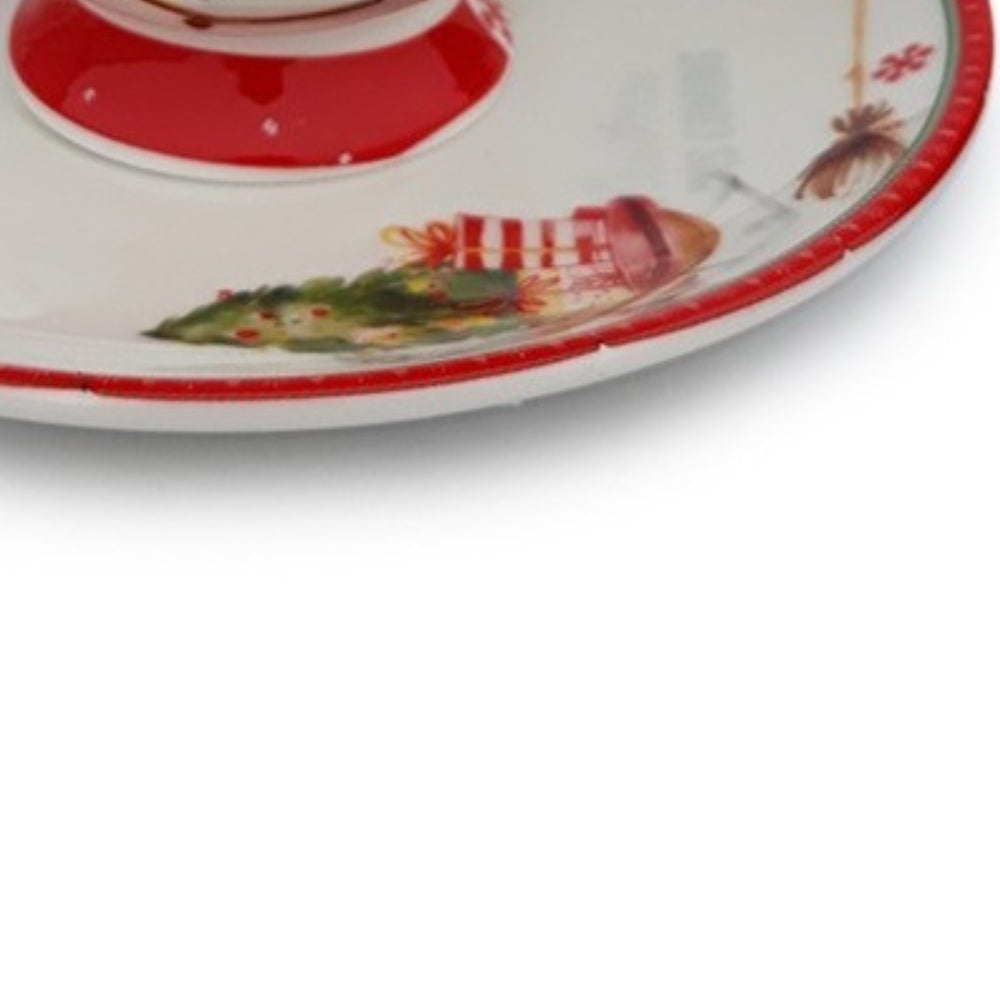 Ceramic Cup With Saucer Decorated With Snowman, 10x8 Cm