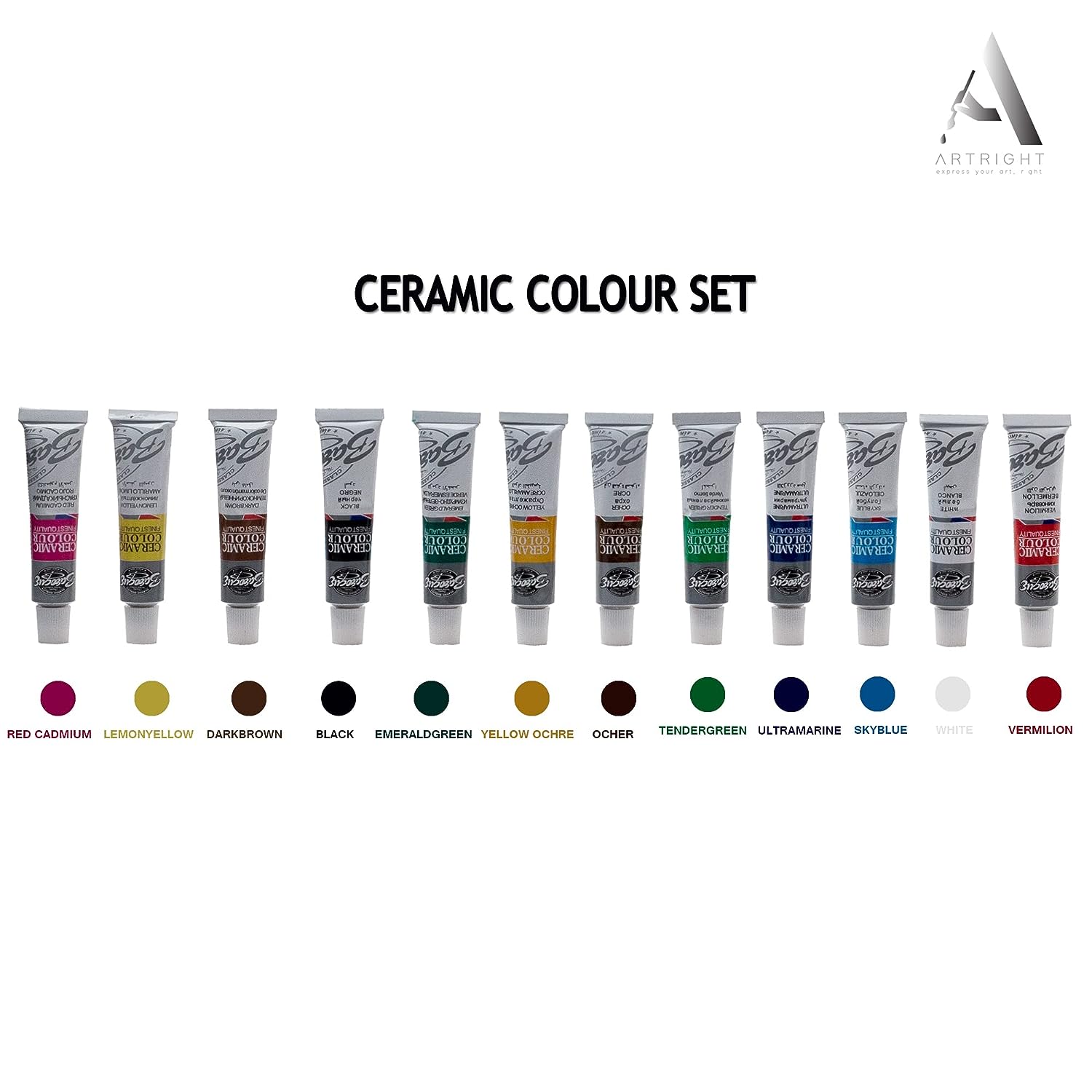 Ceramic Paint Set With Free Paint Brush - Acid-Free