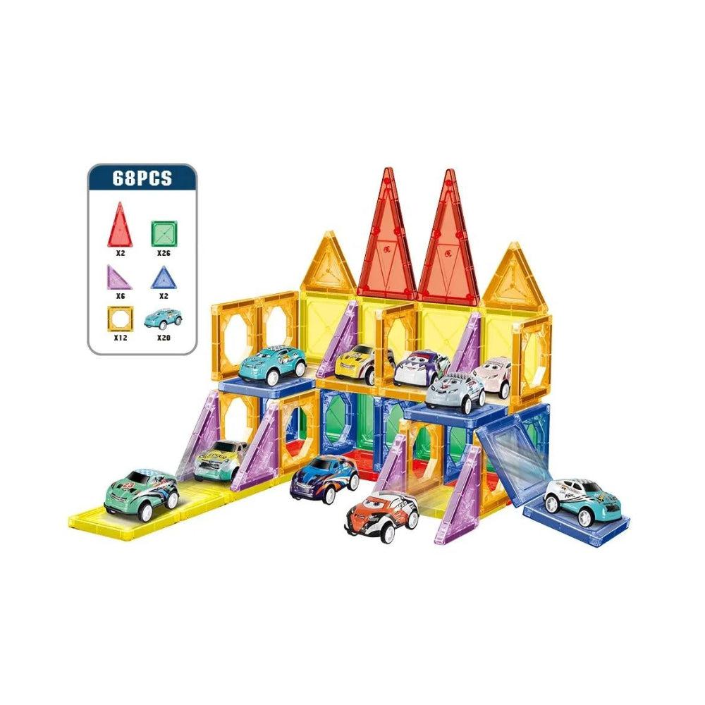 Chengji Kids Educational 3D Construction Magnet Bricks Toy Magnetic Tiles Building Blocks Construction Toys With Small Cars