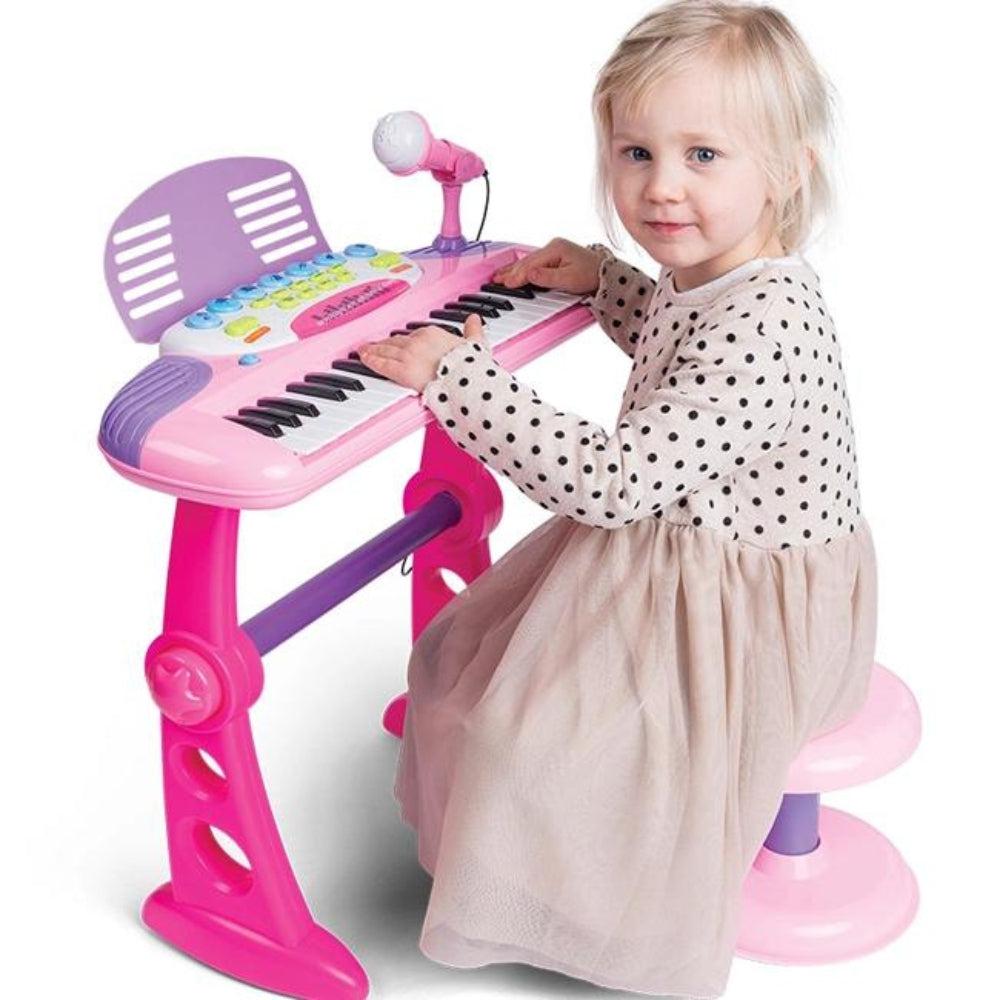 Children 37-Key Multifunctional Piano Toys Microphone Electronic Organ Educational Musical Instrument Toys With Chair MP3 Line Musical Instruments Toy