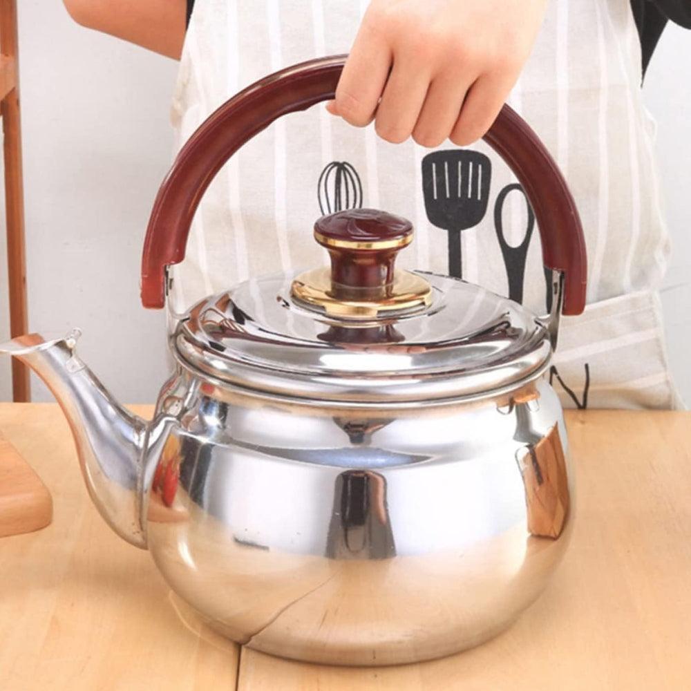 Chinese Whistling Tea Kettle Kitchen Whistle Pot Practical Sounding Kettle (Silver) 1 L