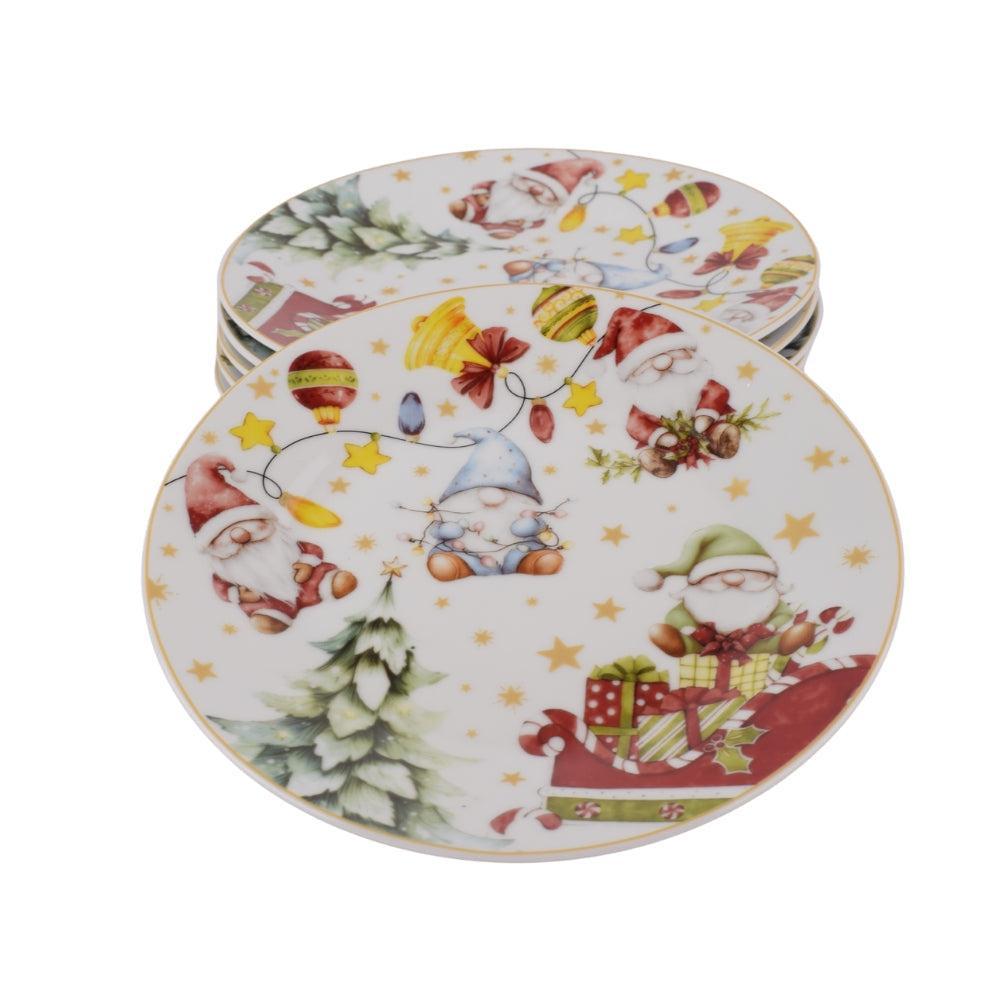 Christmas Ceramic Plate – 6pcs Set 20Cm