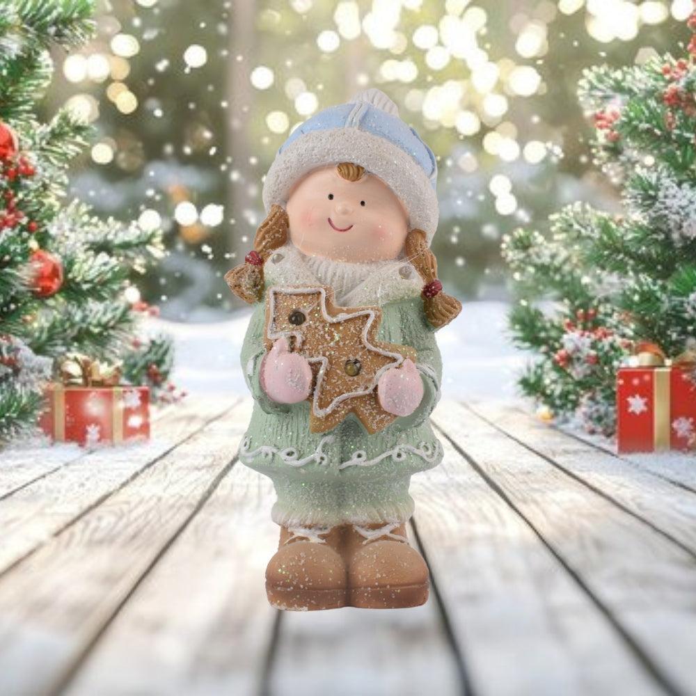 Christmas Cookie Girl Figurine with Light 22x10cm