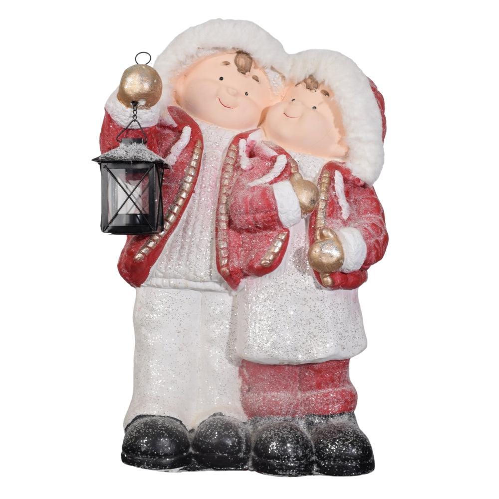 Christmas Couple Figurine with Lantern