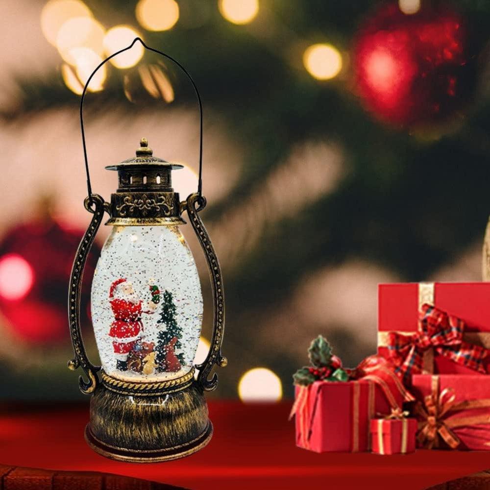 Christmas Lantern Spinning Glitter Water Snow Globe Lanterns Santa Scene Water Globe