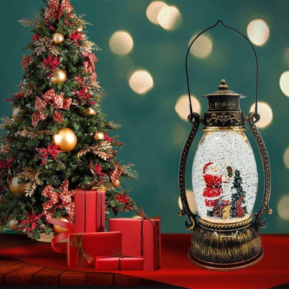 Christmas Lantern Spinning Glitter Water Snow Globe Lanterns Santa Scene Water Globe