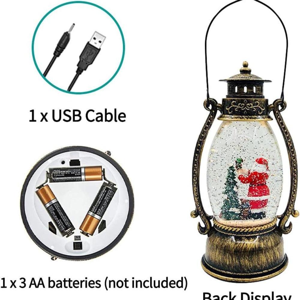 Christmas Lantern Spinning Glitter Water Snow Globe Lanterns Santa Scene Water Globe