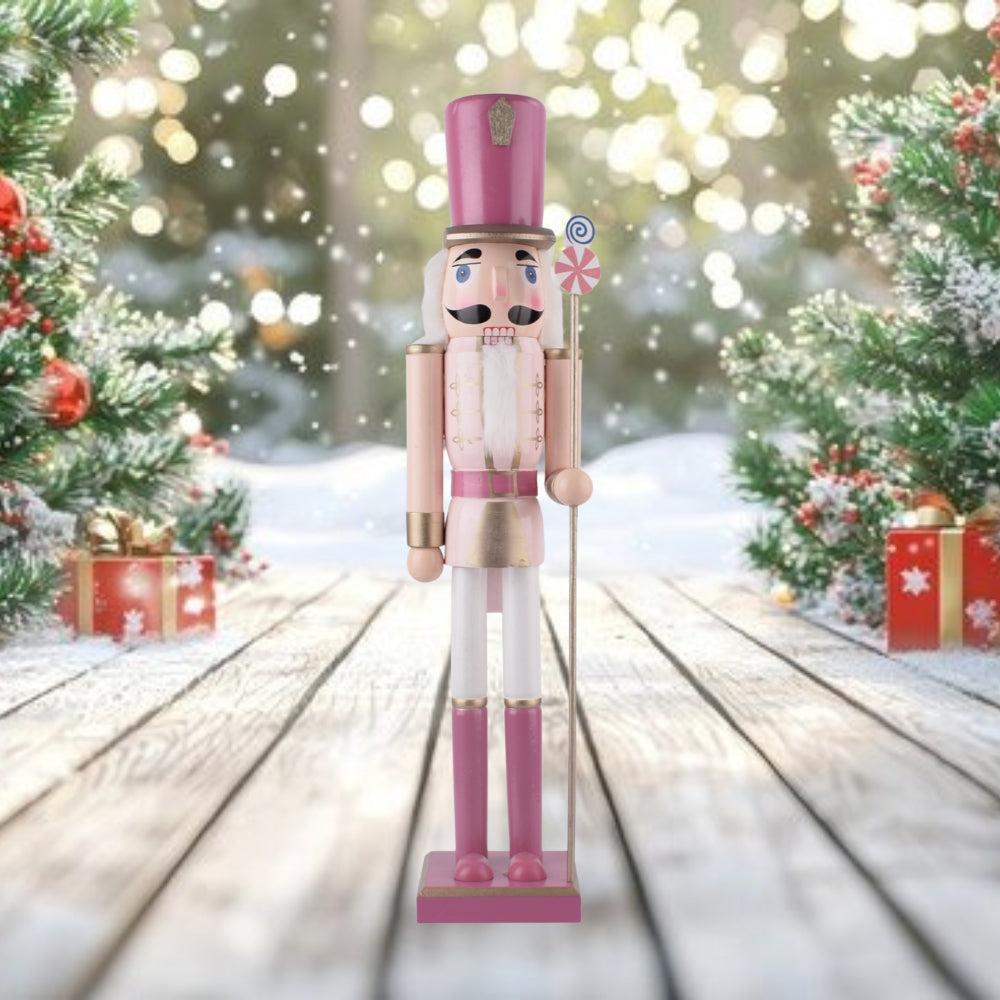Christmas Nutcracker Pink Nutcracker Christmas Decor Wooden Nutcracker Figures Christmas Nutcracker