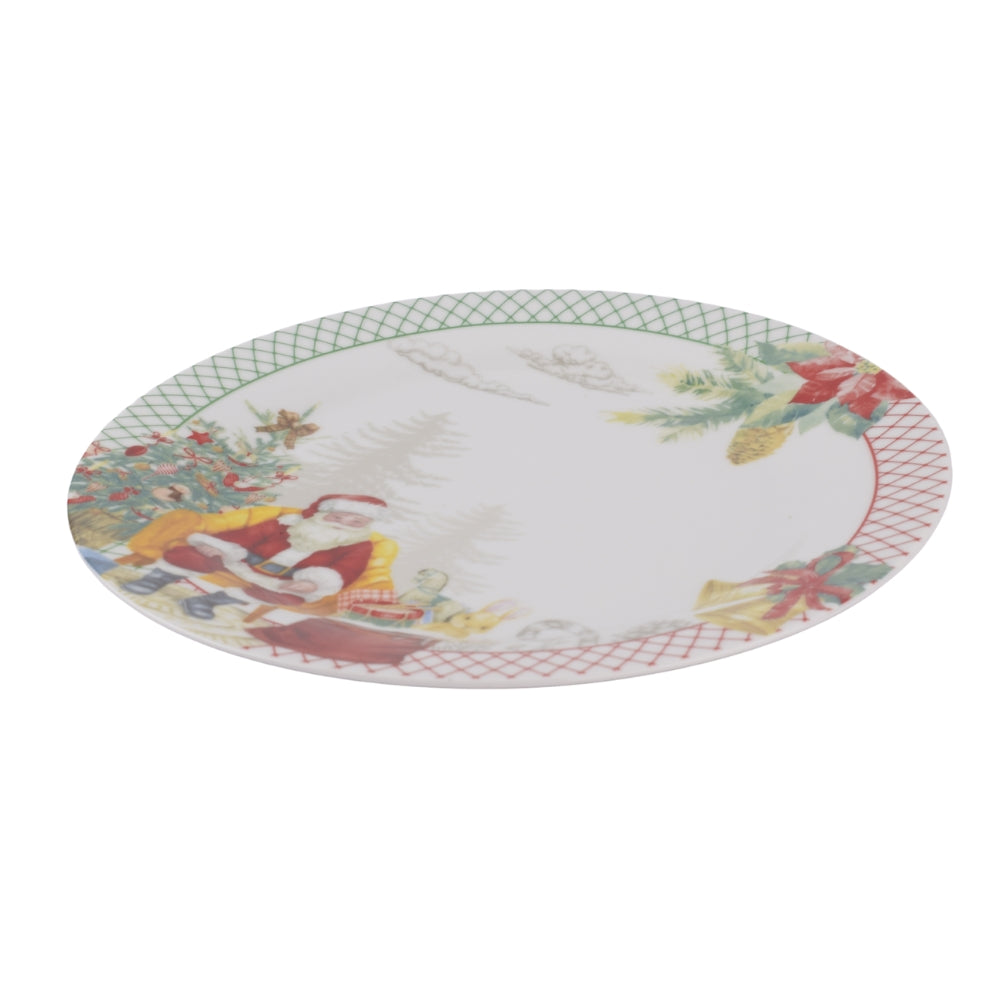 Christmas Santa Porcelain Cake Plate with Matching Server – Festive Holiday Design 25Cm