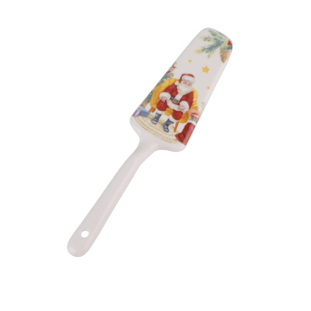 Christmas Santa Porcelain Cake Plate with Matching Server – Festive Holiday Design 25Cm