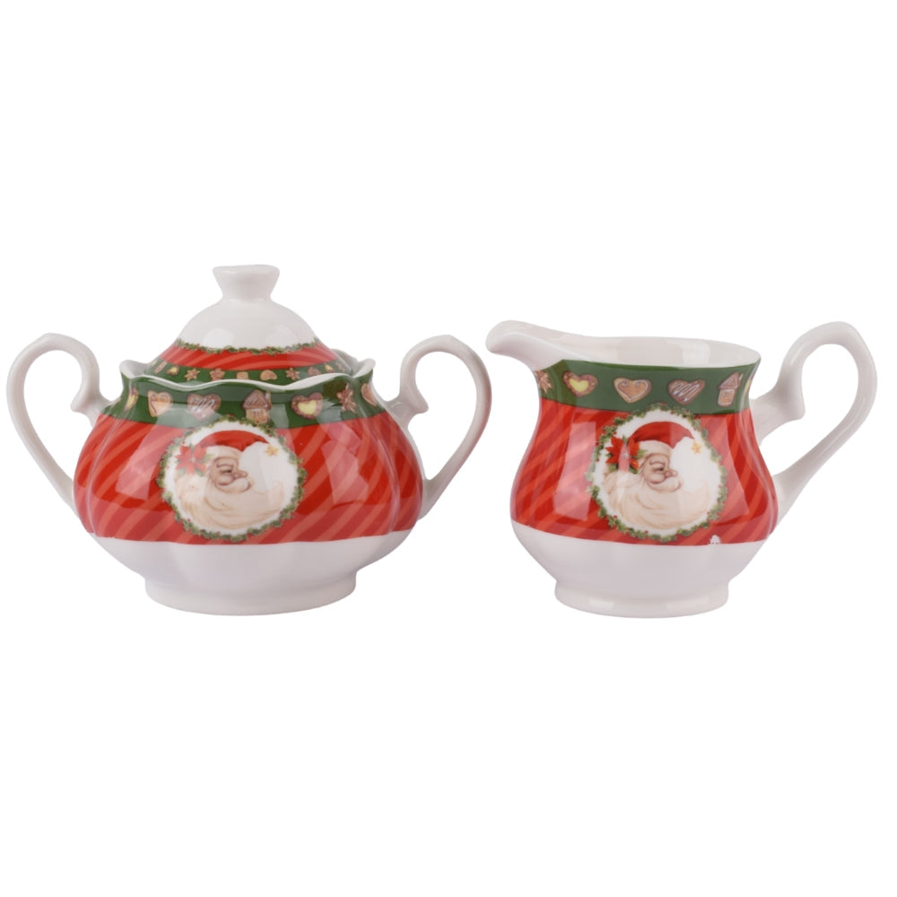 Christmas Sugar Bowl & Creamer Set – Santa Desig