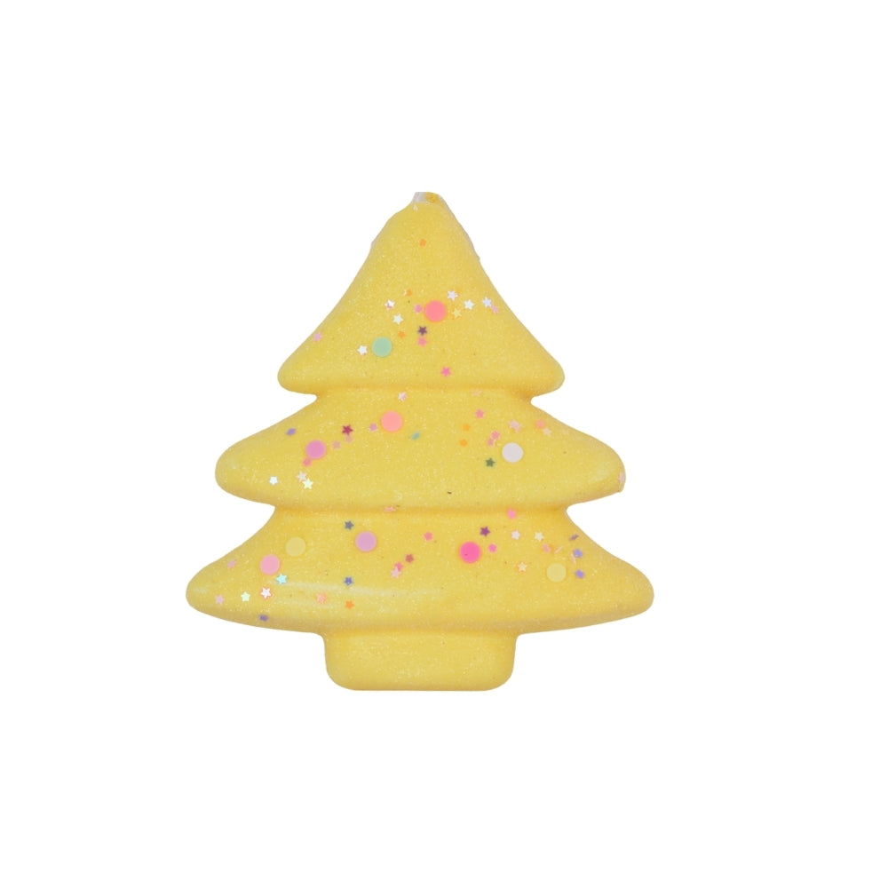 Christmas Tree Decoration - Yellow Tree with Glitter