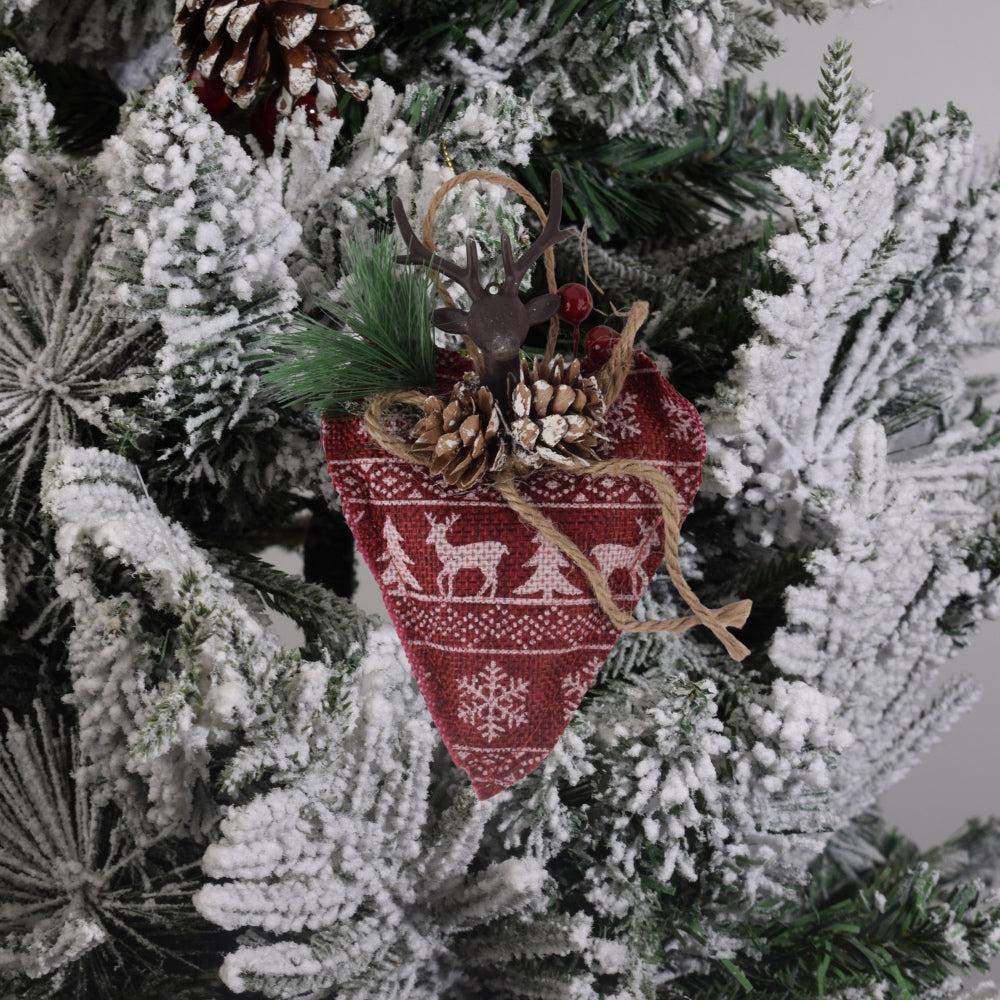Christmas Tree Hanging Ornament with Reindeer and Pinecones