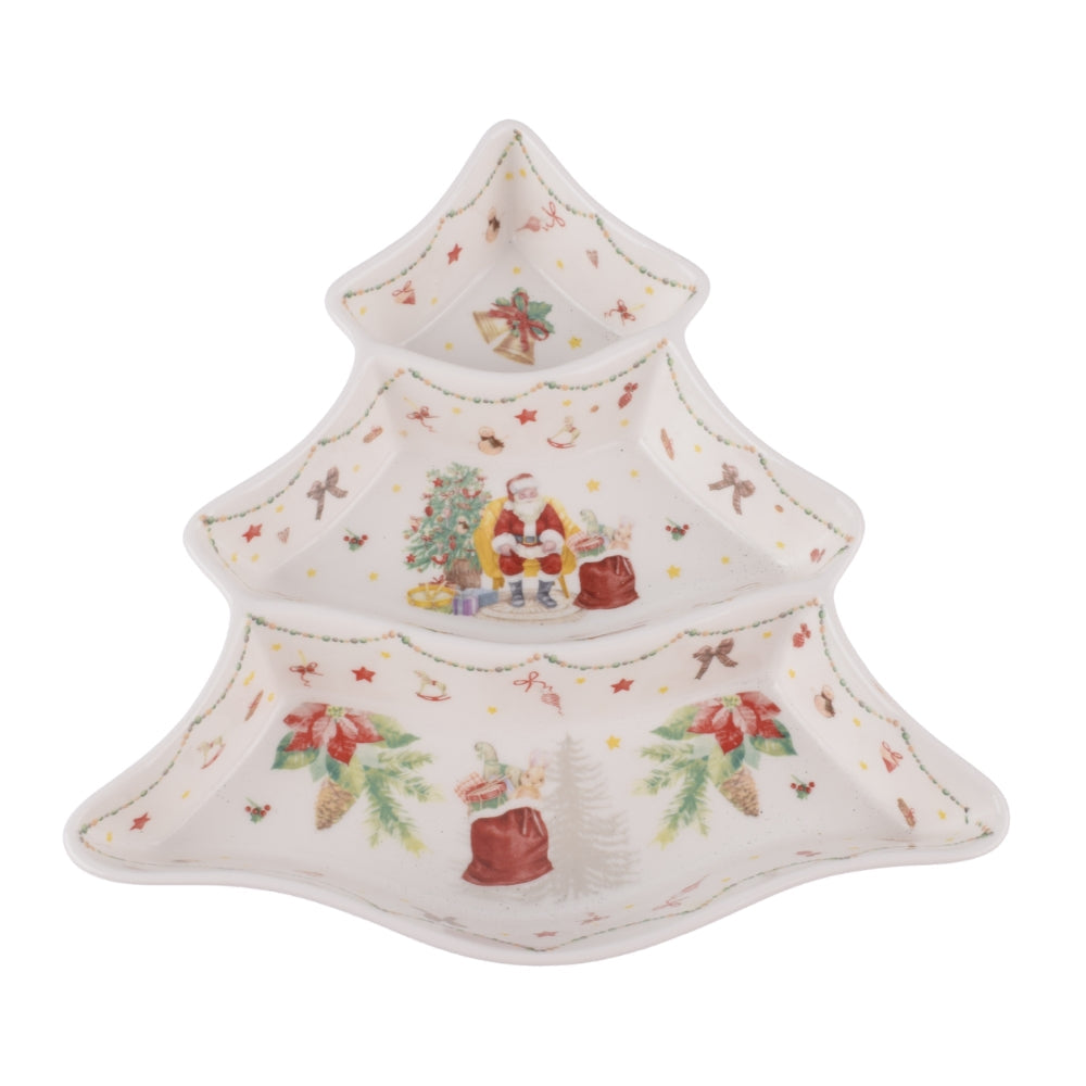 Christmas Tree-Shaped Ceramic Serving Tray 24Cm