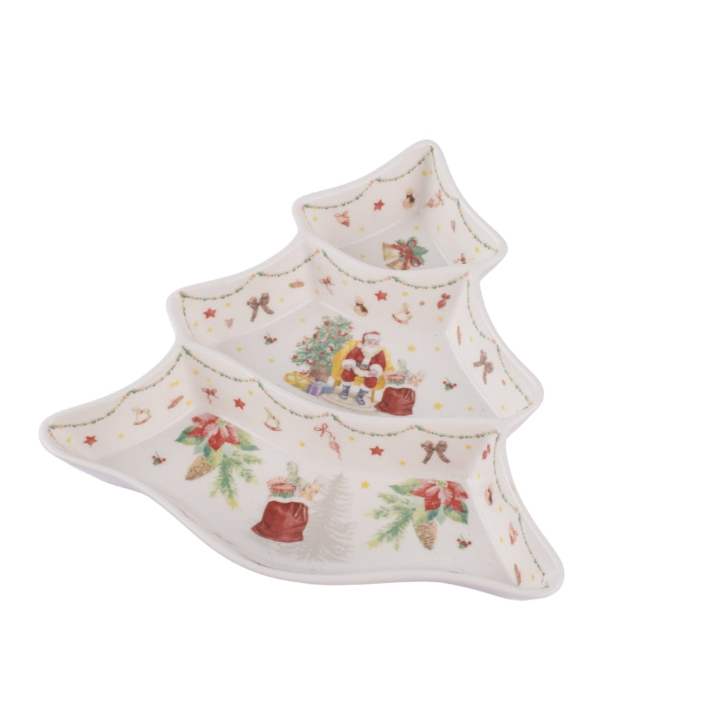 Christmas Tree-Shaped Ceramic Serving Tray 24Cm
