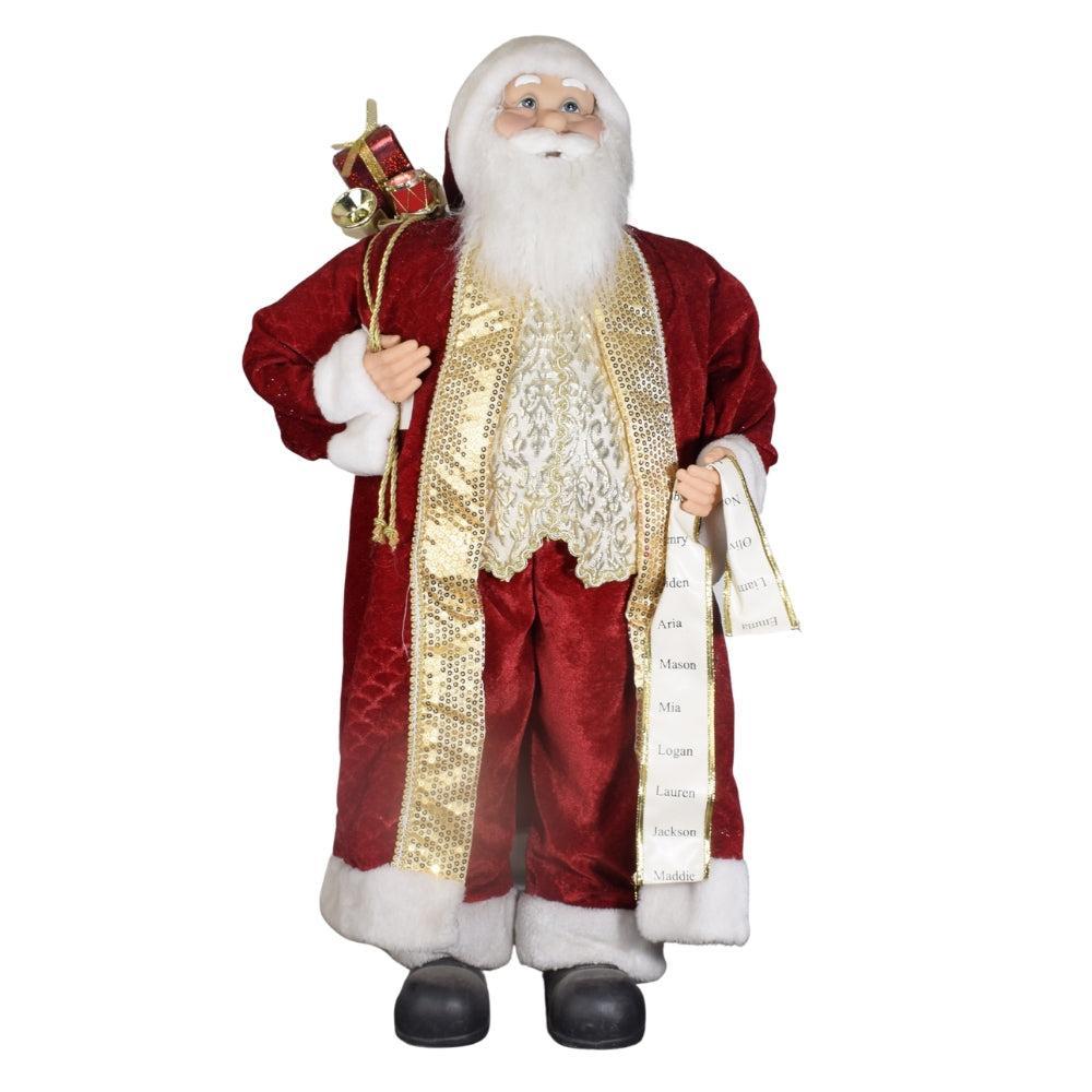 Classic Santa Claus with Gift Bag & List Decoration