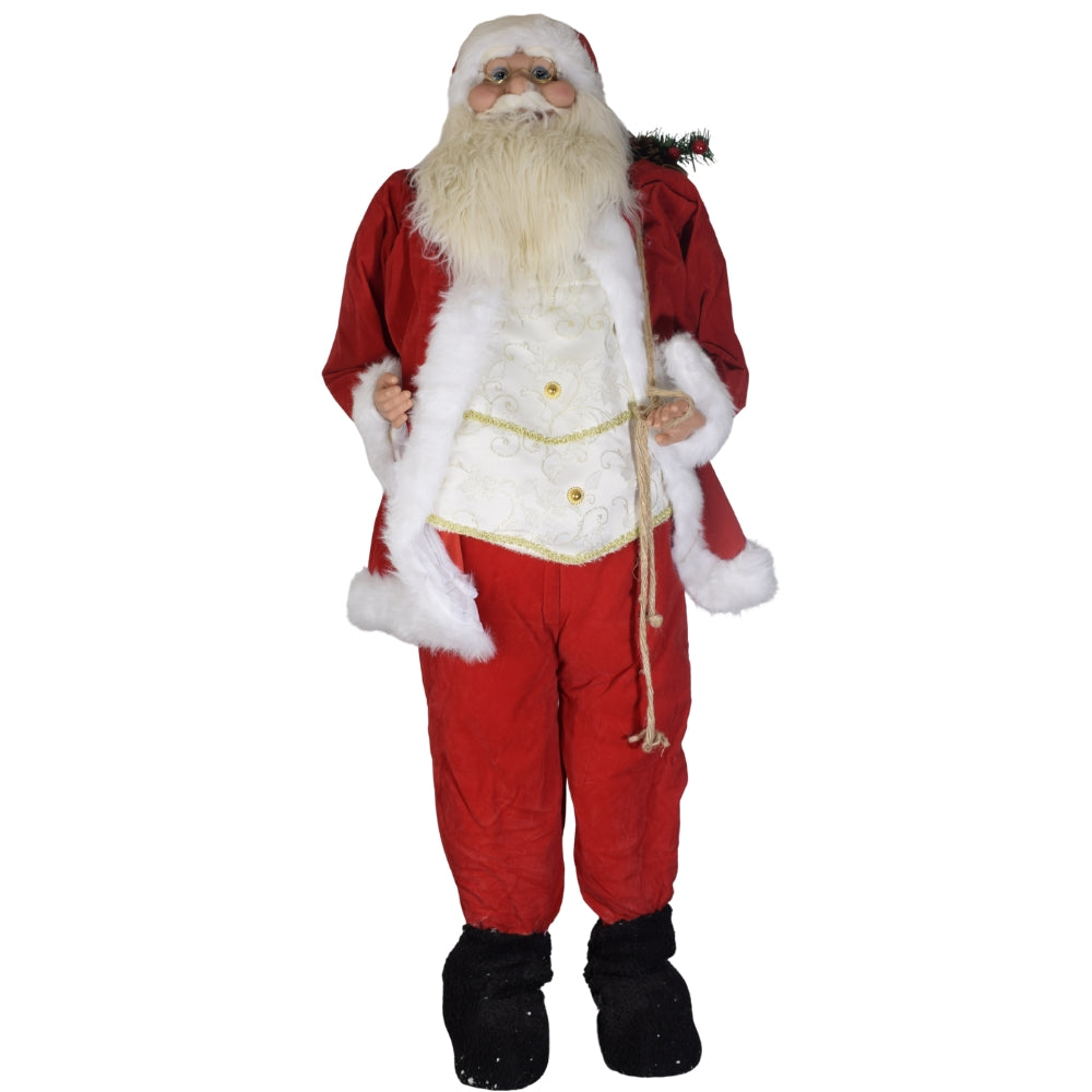 Classic Standing Santa Claus with White Vest & Red Suit Decoration