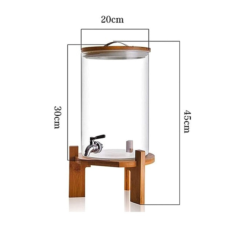 Classic Wooden Glass Beverage Dispenser Mason Jar With Metal Base 8.5L