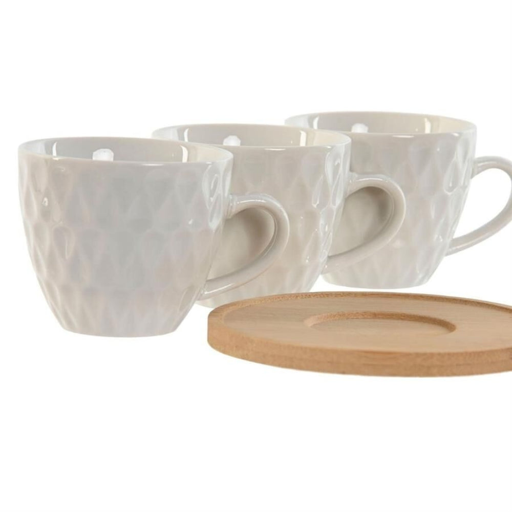 Coffee Cups on Wooden Saucer
