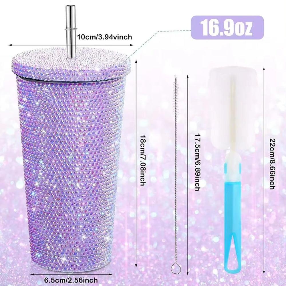 Coffee Tumbler 500ml Rhinestone Straw Tumbler