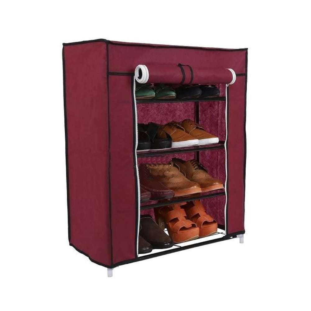 Compages Shoes Shelf 4 Sections With Fabric Cover