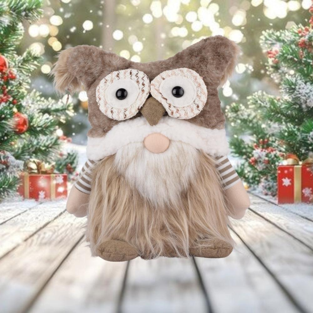 Cozy Christmas Owl Gnome Figurine