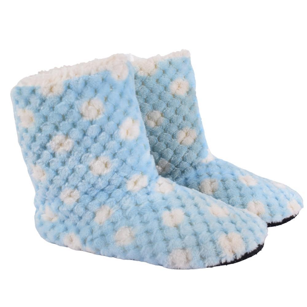 Cozy Polka Dot Plush Slipper Boots
