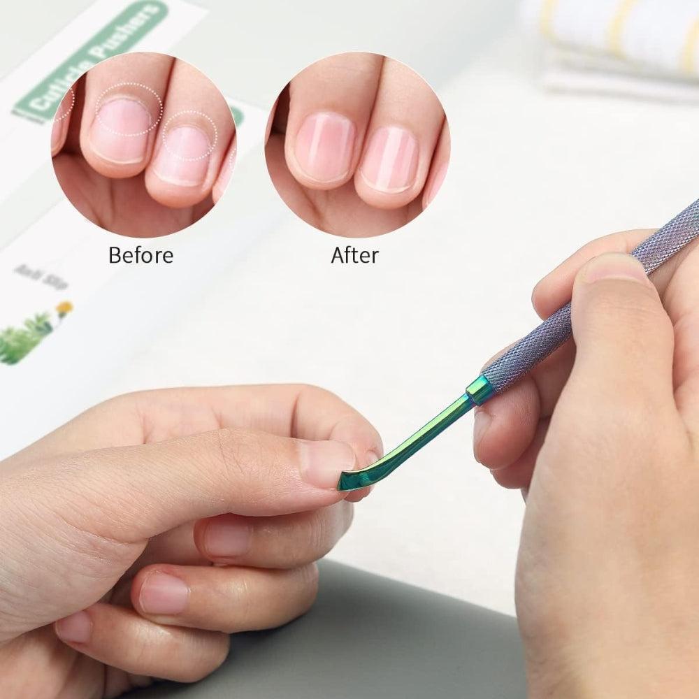Cuticle Pusher Cuticle Remover, Nail Cleaner for Manicure Nail Polish Remover Made of Stainless Steel with Non-Slip Handle Spatula Pusher