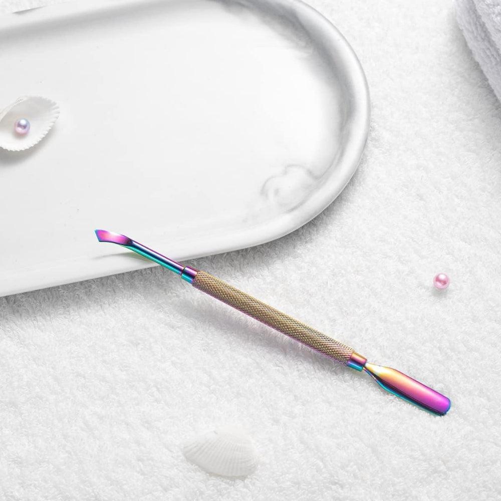 Cuticle Pusher Cuticle Remover, Nail Cleaner for Manicure Nail Polish Remover Made of Stainless Steel with Non-Slip Handle Spatula Pusher