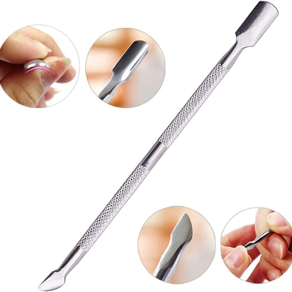 Cuticle Pusher Remover Kit, 2 Pieces Stainless Steel Cuticle Pusher Remover Tool, Stainless Steel Triangle Cuticle Peeler and Double Ended Cuticle Pusher for Manicure, Pedicure