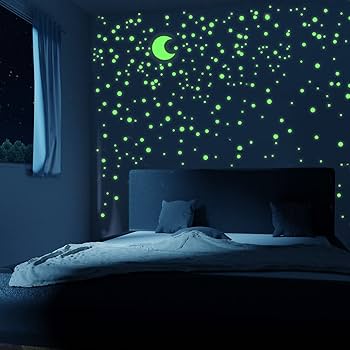 Dark Radium Wall Stickers for Kids Bedroom, Room Ceiling and Wall Decals (Set of 10)