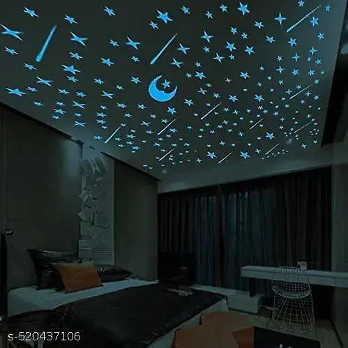 Dark Radium Wall Stickers for Kids Bedroom, Room Ceiling and Wall Decals (Set of 10)